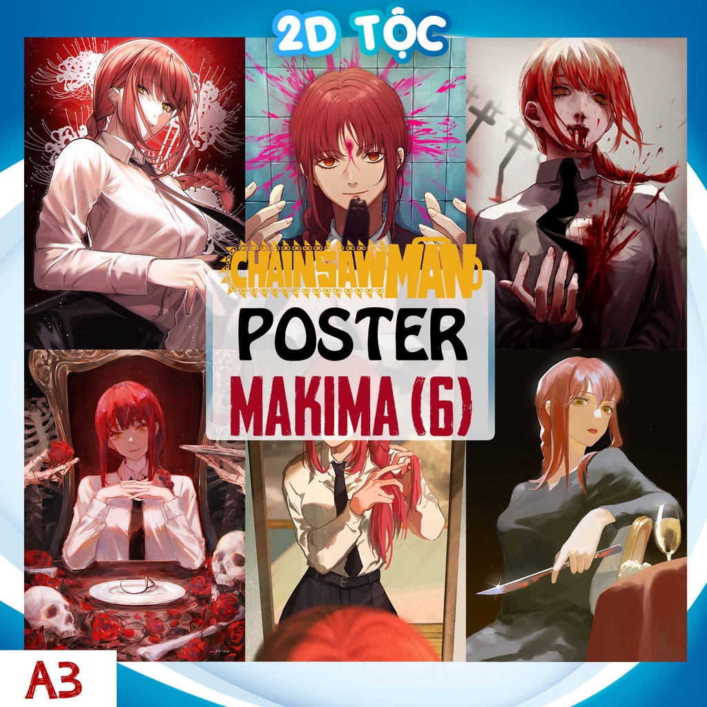 Ảnh poster A3 dán tường cao cấp Makima (6) Anime Manga Chainsaw Man 2D Tộc Shop
