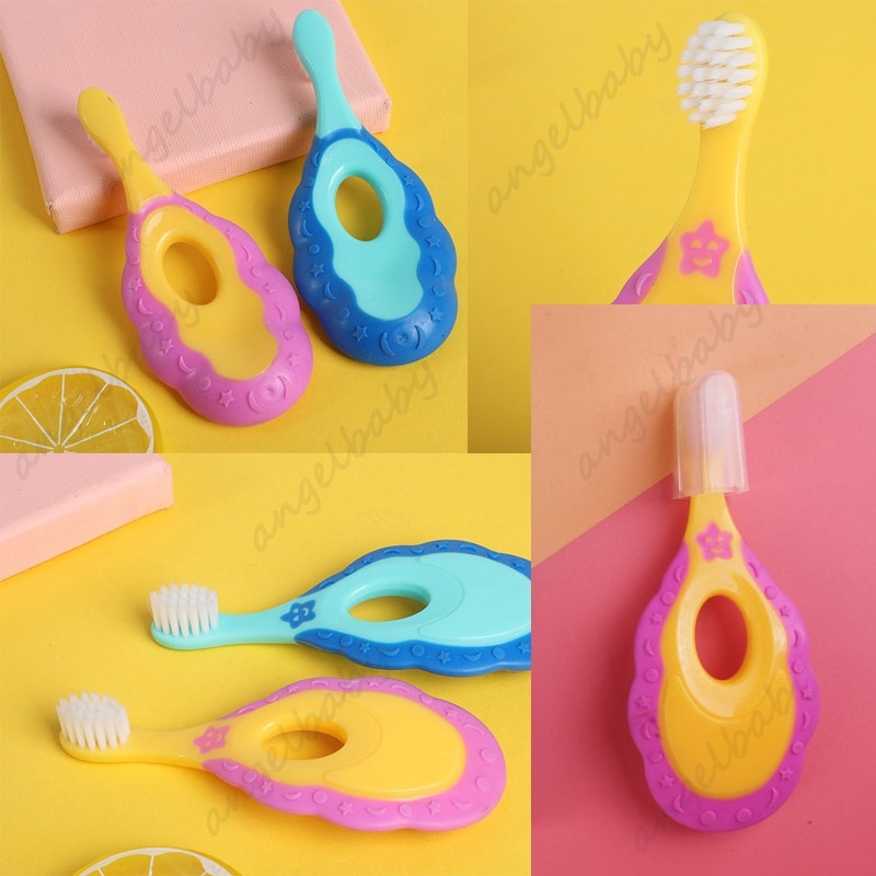 Bàn Chải Đánh Răng Với Tay Cầm Silicone Vệ Sinh Răng Miệng Cho Bé 2-12 Tuổi