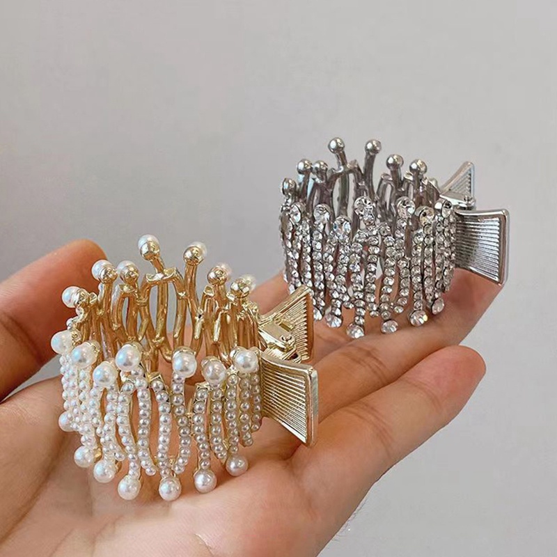 Kẹp Tóc Đính Đá / Ngọc Trai Giả Bằng Hợp Kim Thời Trang Mùa Hè Xinh Xắn