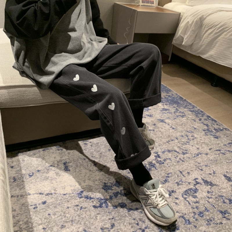 Jiashucheng Quần Jean Ống Rộng Dáng Suông Dễ Phối Đồ Phong Cách Mới Xuân Thu Hong Kong Cho Nữ Sinh 2022