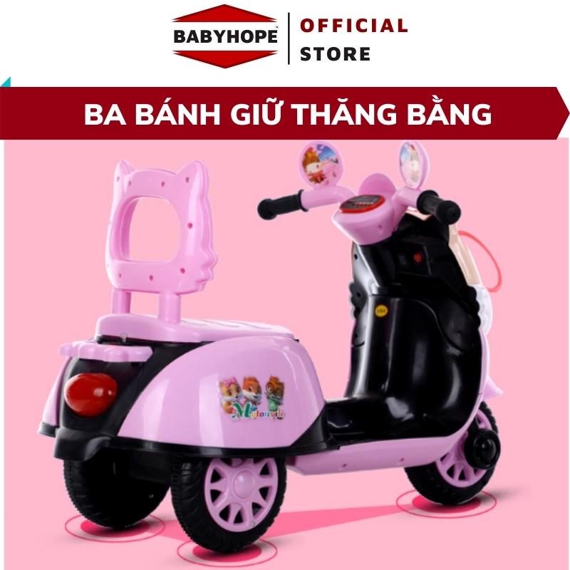 Xe máy điện trẻ em CAT kiểu dáng Vecpa có sạc,bình điện cho bé 2 -7 tuổi Babyhope