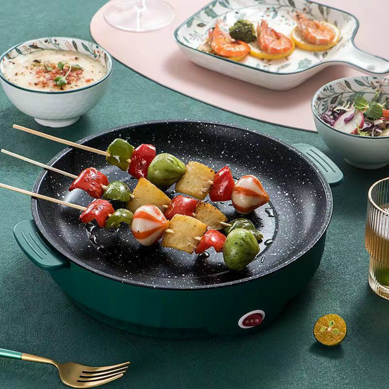 Chảo Nướng Điện Mini Đa Năng 26cm, Bếp Nướng Điện Chống Dính, Nướng Thịt BBQ Hàn Quốc