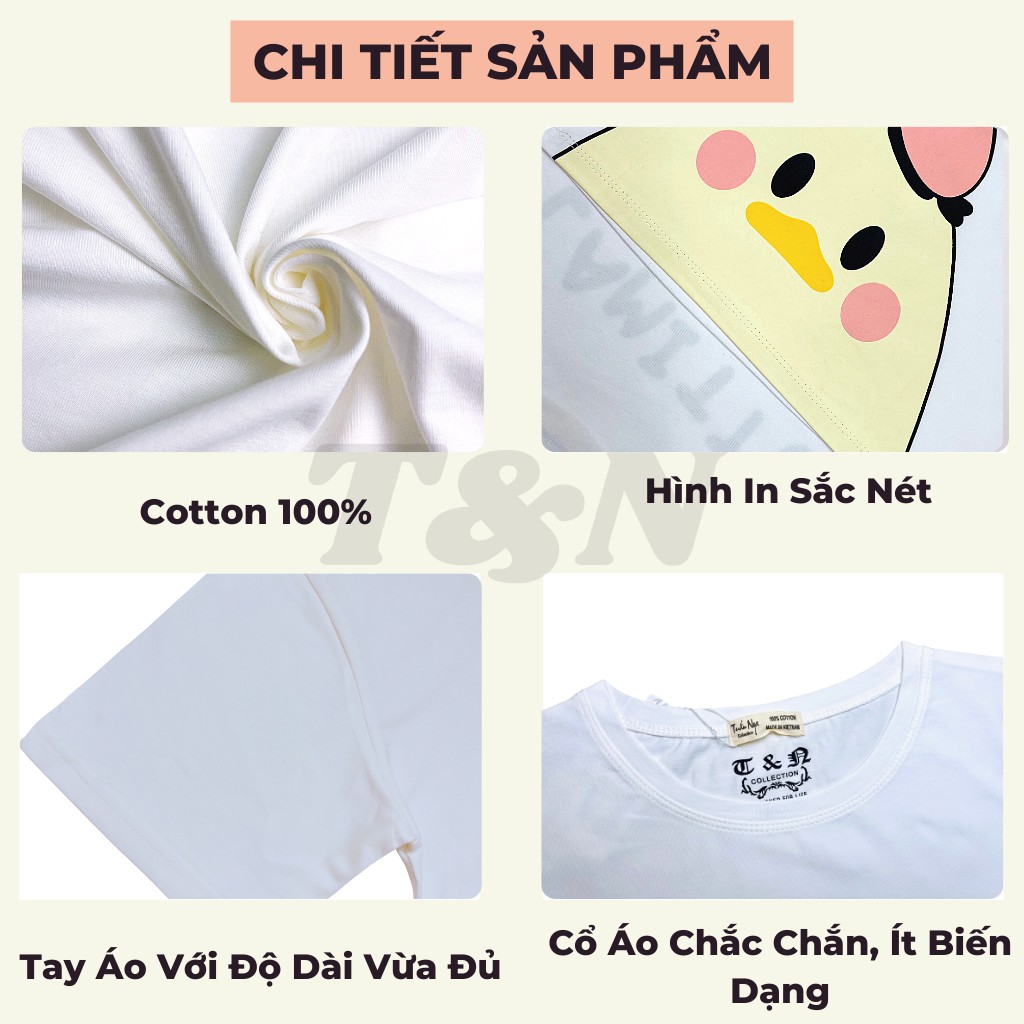 Áo thun nữ tay ngắn cổ tròn T&amp;N TSHIRT COLLECTION form rộng in hình  LAMITTO DUCK dễ thương, chất Cotton 100% B01865
