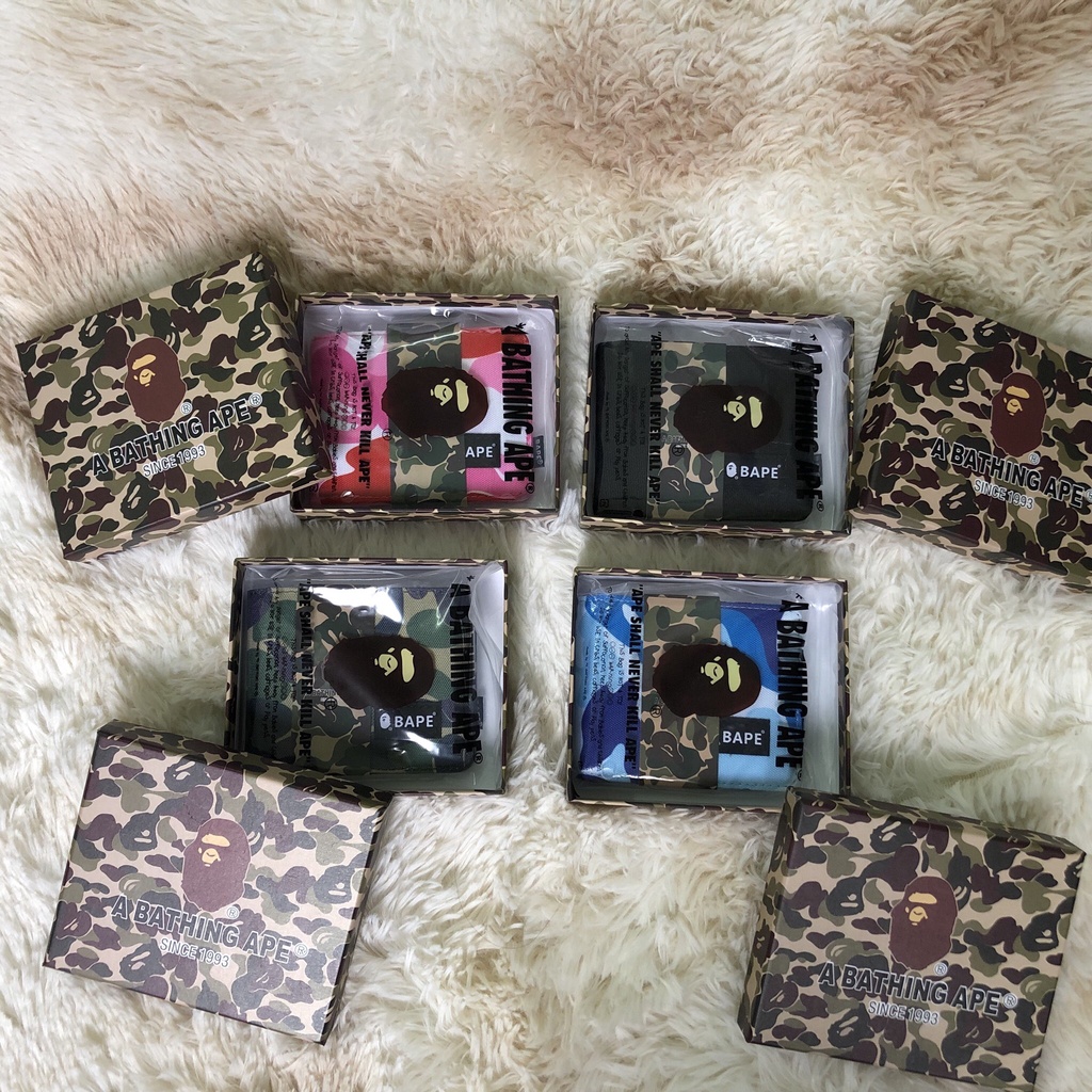 [Hàng Fullbox] Ví, bóp ngắn gập Bape_camo 4 mầu