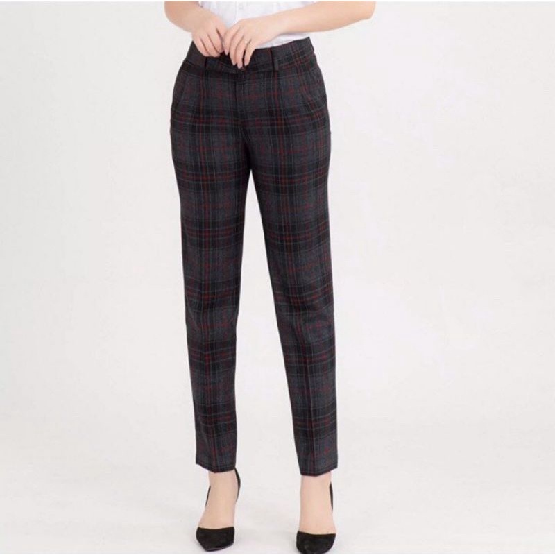 (5 SIZE 45-60KG) QUẦN TÂY CARO NỮ PHONG CÁCH HÀN QUỐC THỜI TRANG 9 TẤC DÁNG ĐỨNG ÔM CHÂN