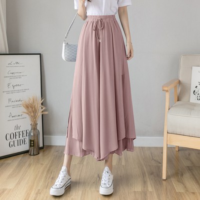 Quần Voan Xếp Ly Ống Rộng Lưng Cao Thời Trang Thanh Lịch Cho Nữ