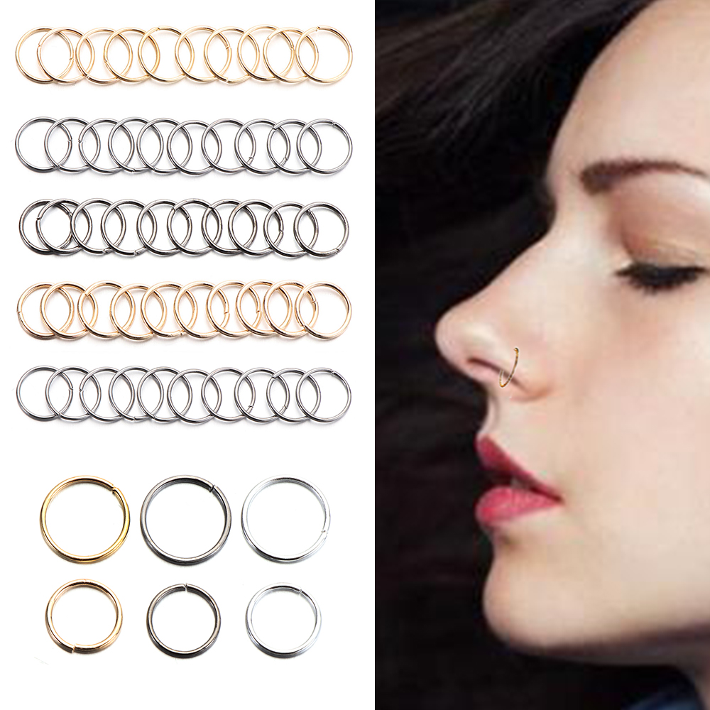 👒OSIER🍂 60Pcs/Set Women Men Ear Piercing Jewelry|Round Hoop Ear Stud Nose Rings Circle Fashion Gift Piercing Earrings Body Jewelry Alloy Hip Hop Lip Ear Ring