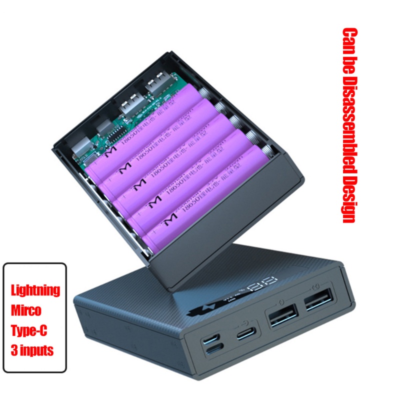 Vỏ pin sạc dự phòng màn hình LCD 5x18650 có thể tháo rời tiện dụng