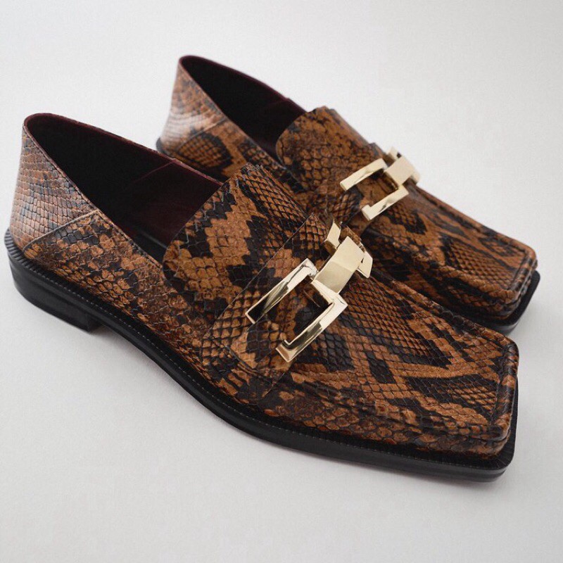 Giày Loafer Zara hoạ tiết vân rắn | BigBuy360 - bigbuy360.vn