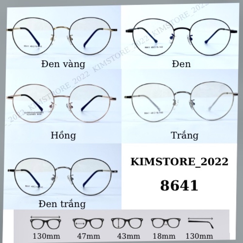 (TẶNG HỘP)Gọng kính cận kim loại có độ sẵn cắt theo yêu cầu Gọng tròn thời trang Nam Nữ