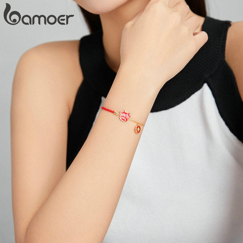 Vòng tay Bamoer SCB207 Bạc 925 đính đá zircon thiết kế hình con bò thời trang cho nữ