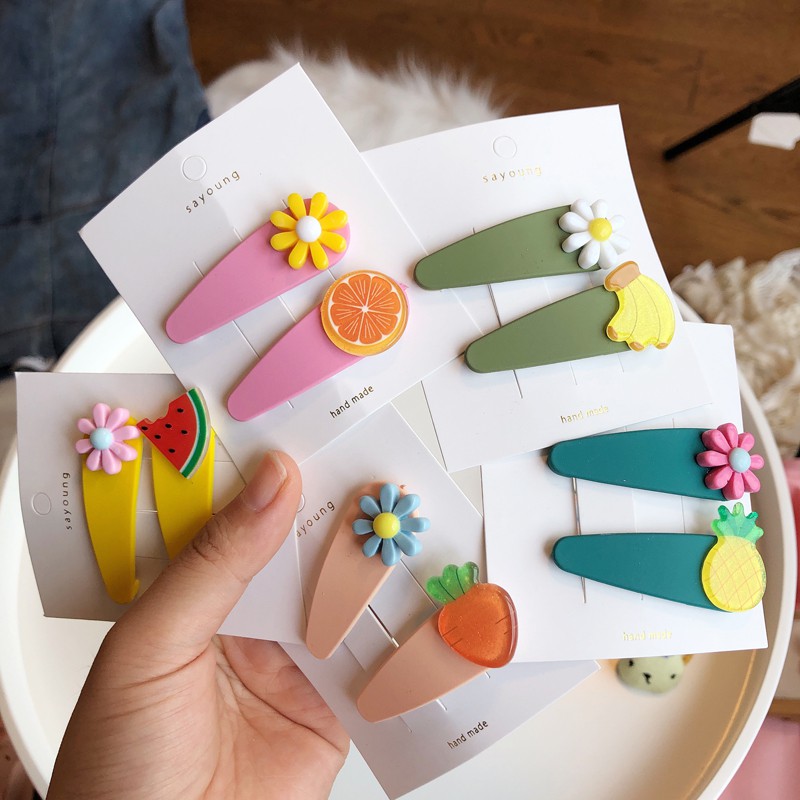 Kẹp tóc trái cây siêu dễ thương set 2 cái | Shopee Việt Nam