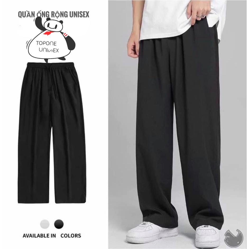 Quần Thun Ống Rộng Nam Màu Đen Và Xám Phong Cách Trẻ Trung Năng Động unisex , ulzzang Big Size