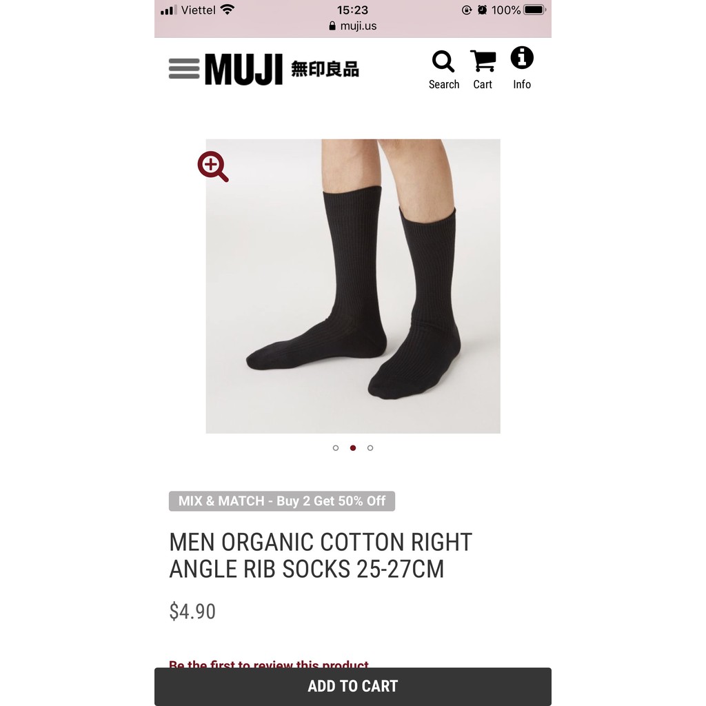 Tất Nam Công Sở FREESHIPMUJI Men Organic Cotton Right Angle Rib - Vớ Cổ Cao Muji Xuất Nhật Basic Dày Dặn Hàng Cao Cấp