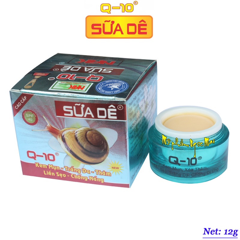 Q-10 SỮA DÊ - Kem Mụn, Trắng da, Xóa thâm, Liền sẹo, Chống nắng (12g)