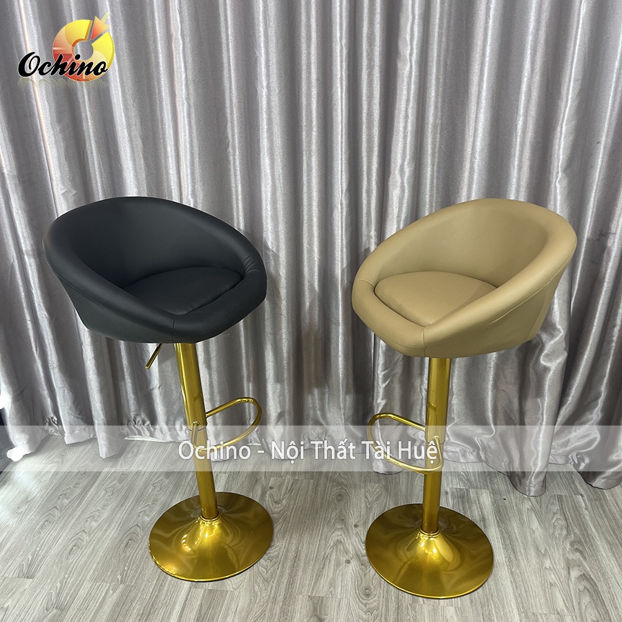 Ghế Makeup Chân Vàng K1 Sơn Tĩnh Điện Nhập Khẩu Mẫu Da Tay Liền ( Hàng có sẵn)