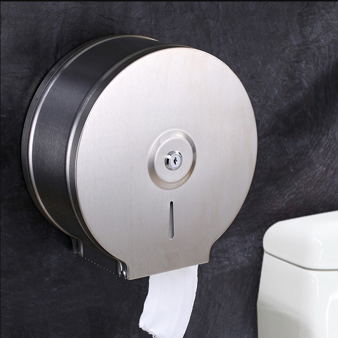 Hộp đựng giấy vệ sinh công nghiệp inox sus304 hộp đựng giấy vệ sinh treo tường cuộn lớn inox sus304