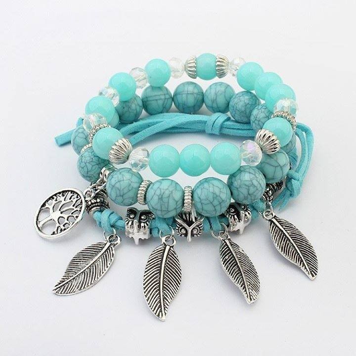 Set vòng Accessories hạt xanh mix charm