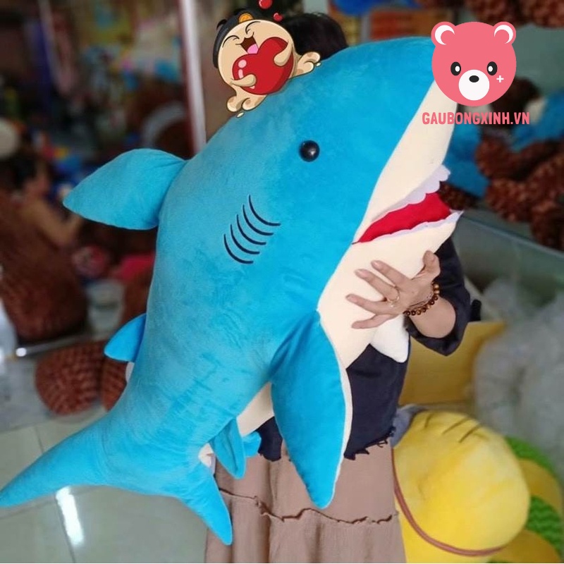 Gấu Bông Cá Mập Xanh Cute kích thước 45cm, Thú nhồi bông hình Baby Shark, Đồ chơi hot trend dành cho các bé