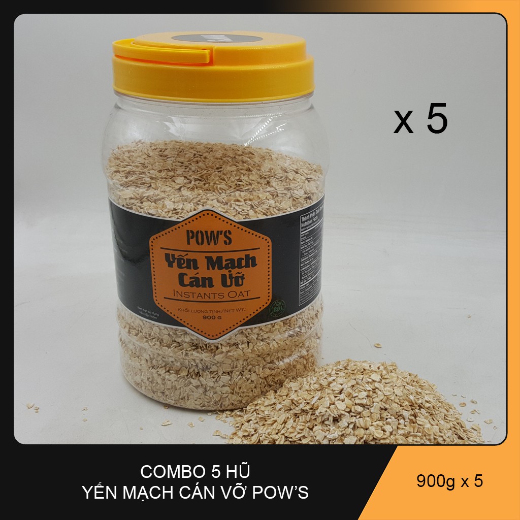 Combo 5 Yến mạch Úc tươi cán vỡ Organic 900gr. Nguyên liệu nhập 100% từ Úc.