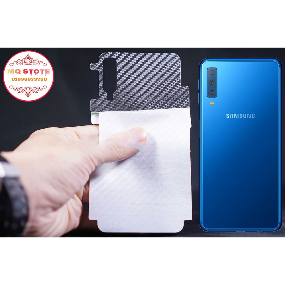 [COMBO] SAMSUNG A7(2018) CƯỜNG LỰC TRONG SUỐT KÈM DÁN MẶT SAU VÂN CARBON