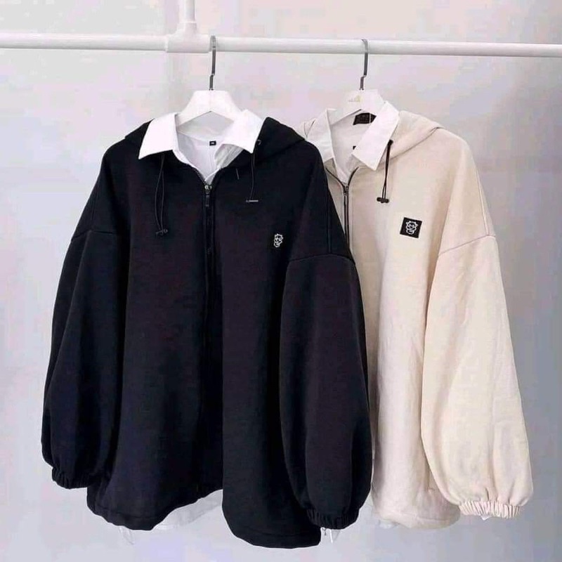 Áo khoác khóa kéo kaki in hình chú bò đáng yêu.hangtotgiare98