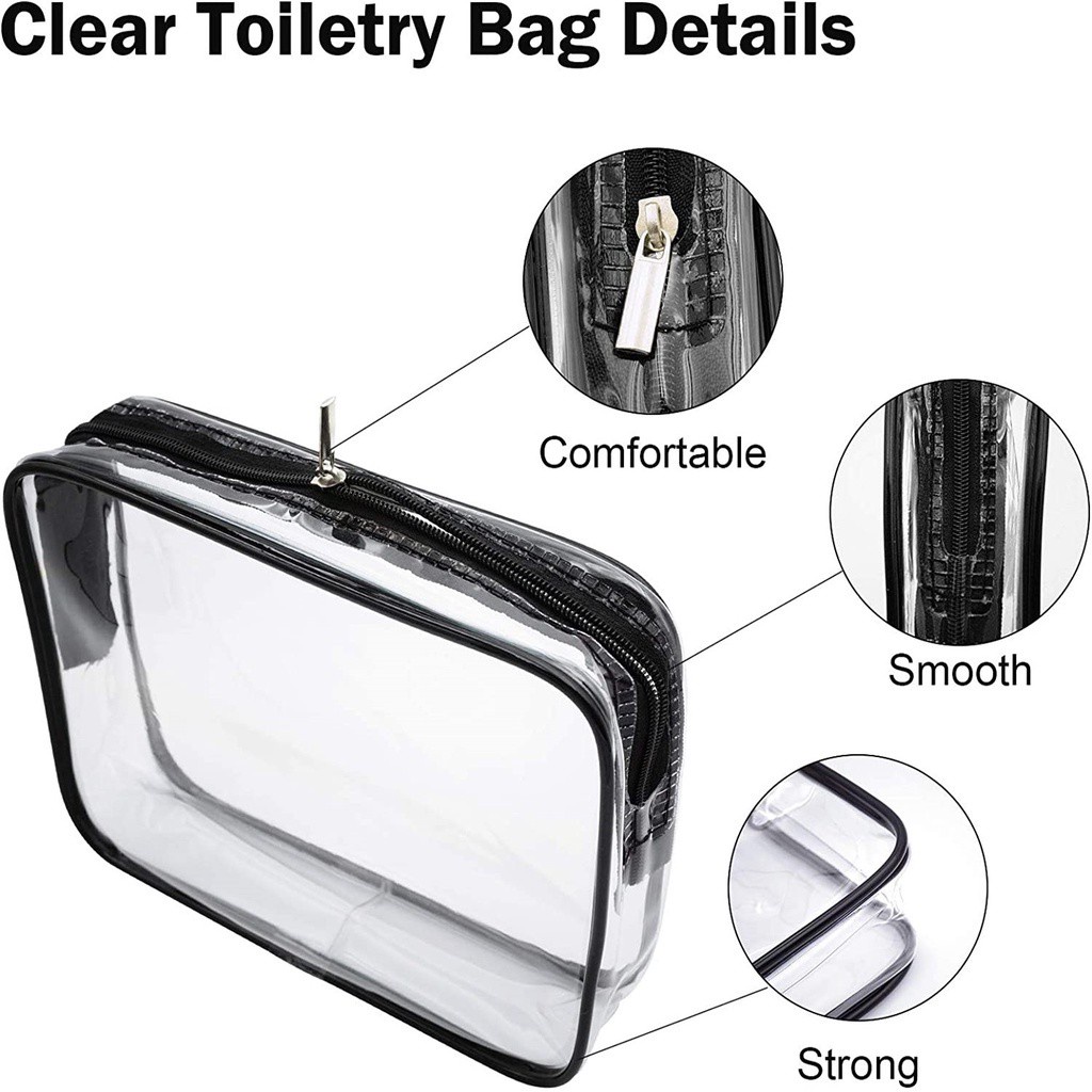 Túi đựng mỹ phẩm trong suốt bằng PVC chống thấm nước có khóa kéo đa năng tiện lợi dành cho nữ