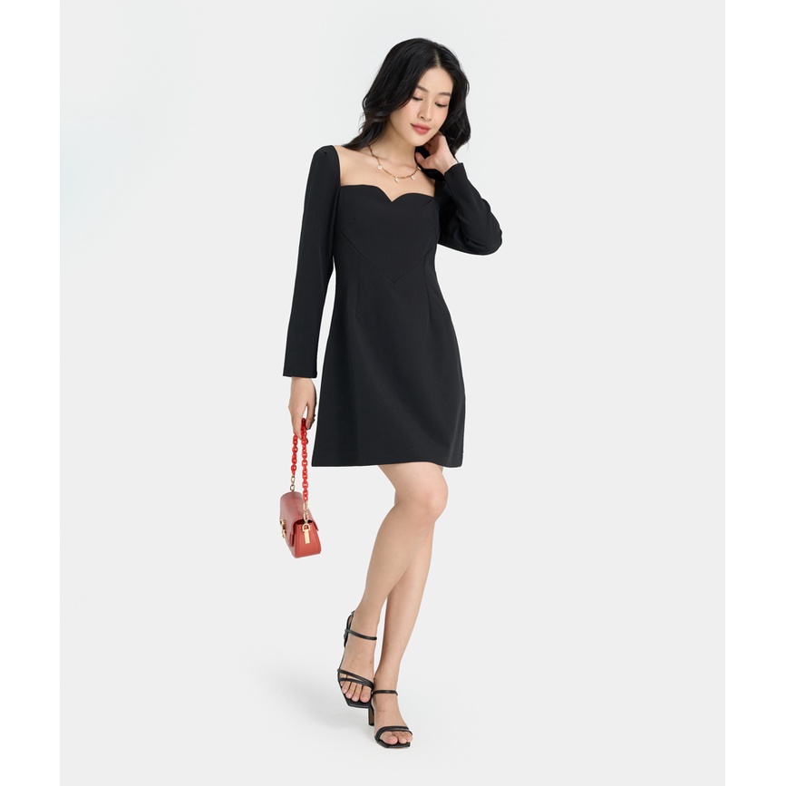 Đầm Ngắn Nữ Thời Trang HNOSS Tay Dài Cúp Trái Tim HNDLU051