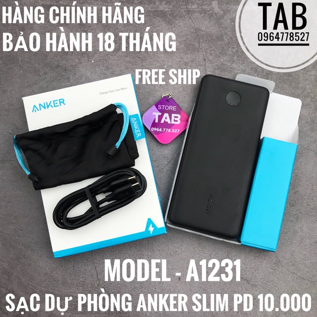 [Mã 55ELSALE1 giảm 7% đơn 300K] Sạc Dự Phòng Anker PowerCore Slim 10000 PD - A1231 (Bảo Hành 18T)