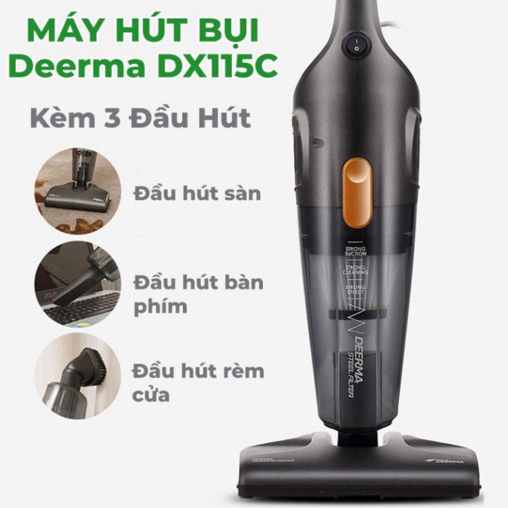 Máy hút bụi cầm tay Deerma DX115C - Máy hút bụi gia đình 3IN1 đa năng tiện dụng [14000Pa,60W]hút nệm, đệm, sàn siêu tốt