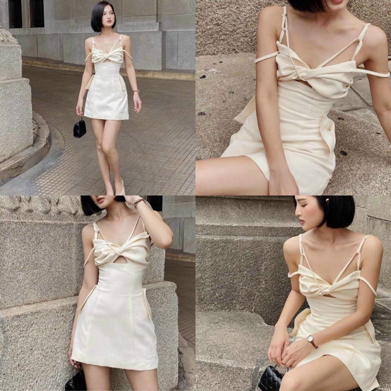 Đầm Xinh ONEONE DRESS thiể kế cut out phần ngực bo chun co giãn có tăng đơ điều chỉnh váy chất liệu vải kaki chéo