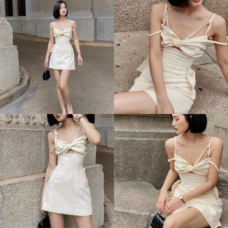 Đầm Xinh ONEONE DRESS thiể kế cut out phần ngực bo chun co giãn có tăng đơ điều chỉnh váy chất liệu vải kaki chéo | BigBuy360 - bigbuy360.vn