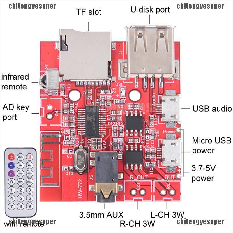 Chitengyesuper Bluetooth Audio Receiver Board USB Sound Card 3Wx2 Amplifier Support U Disk CGS