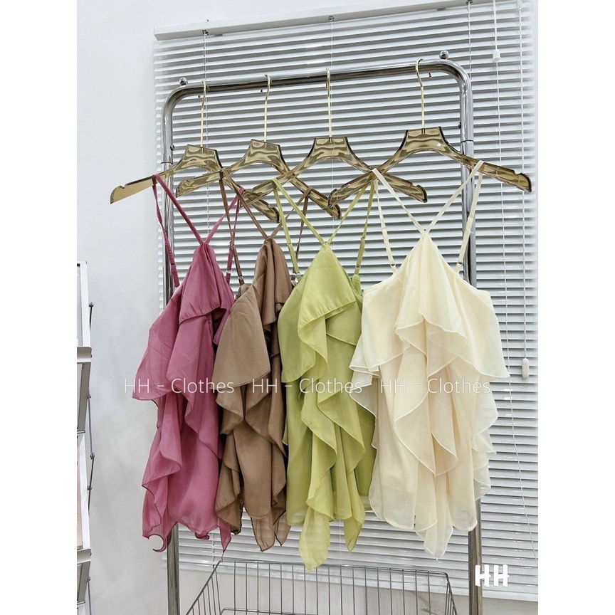 Sét váy Áo Voan cổ yếm nhún bèo điệu đà cafe , dạo phố , tiểu thư