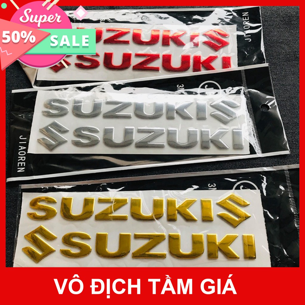 [GIÁ GỐC] CẶP TEM DÁN XE MÁY CHỮ NỔI LOGO SUZUKI TRANG TRÍ XE NHIỀU MÀU CHO BẠN LỰA CHỌN