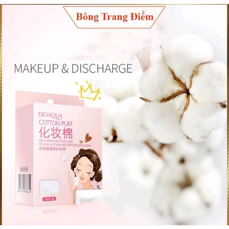 Bông tẩy trang hộp 100 miếng Cotton Puff Bioaqua CP12