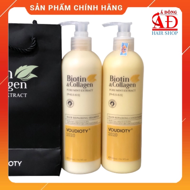 500ML] DẦU GỘI XẢ BIOTIN COLLAGEN VOUDIOTY 2020 REPAIR PHỤC HỒI KÍCH THÍCH MỌC TÓC (MÀU VÀNG