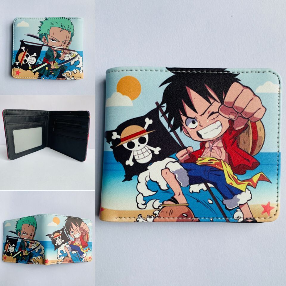 Ví làm từ da PU in hoạt hình one piece cá tính cho nam