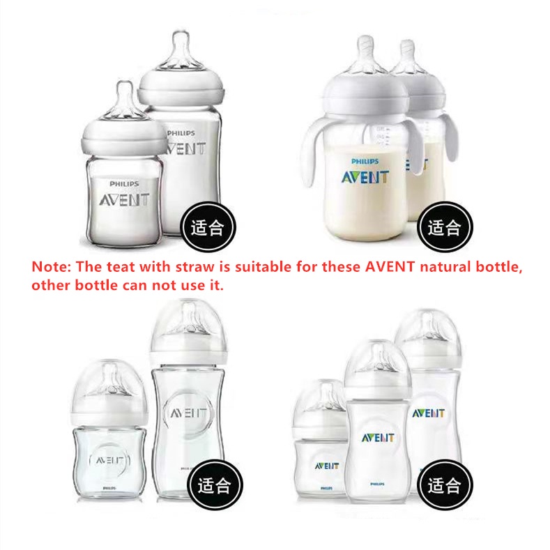 Ti giả tự nhiên có ống hút cho bé uống sữa dùng thay thế cho bình sữa Avent