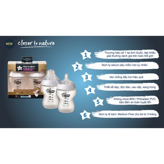Bình sữa Tommee Tippee Closer to Nature PPSU 260ml bộ 2 bình