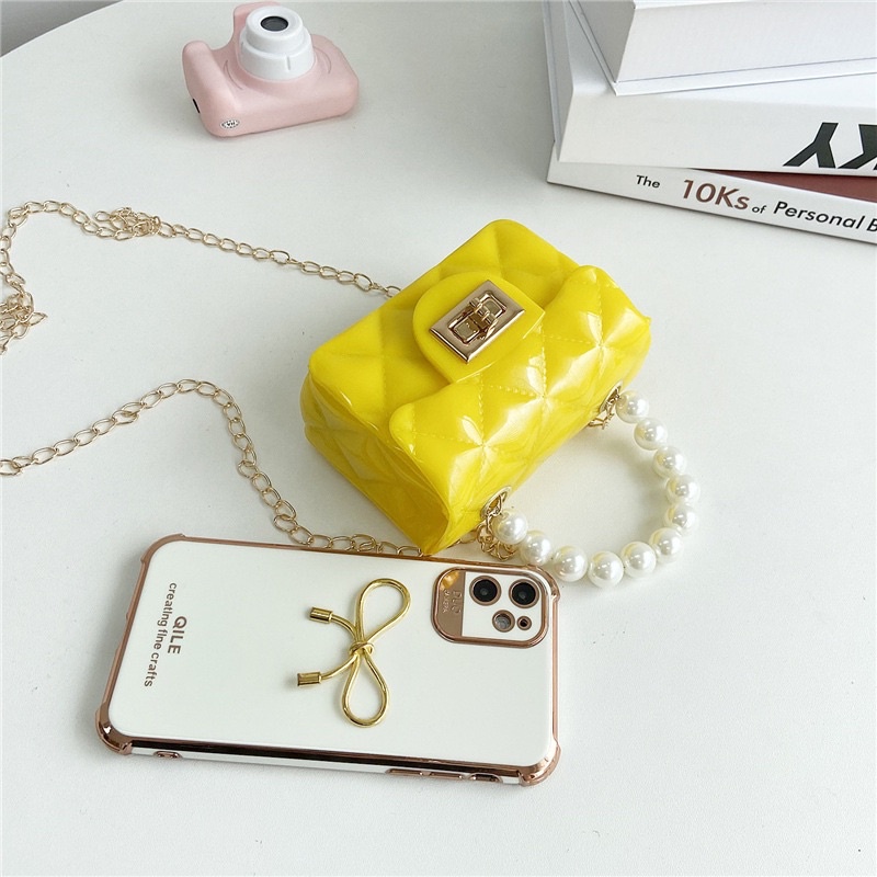 Túi xách đeo chéo mini quai ngọc cho bé gái