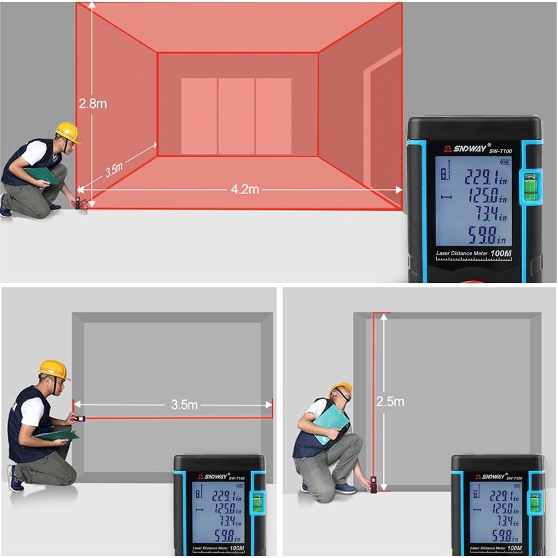 Thước đo khoảng cách bằng tia laser SNDWAY phạm vi 100m (SW-M100)