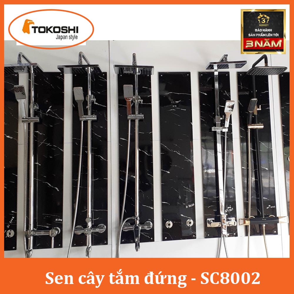 Bộ sen cây tắm đứng nóng lạnh TOKOSHI, củ đồng mạ chrome cao cấp SC8002 - Bảo Hành 3 Năm (KÈM VIDEO THẬT)