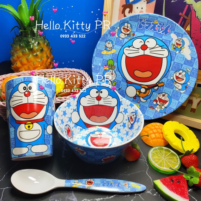 Combo tô dĩa ly muỗng Doremon Doraemon