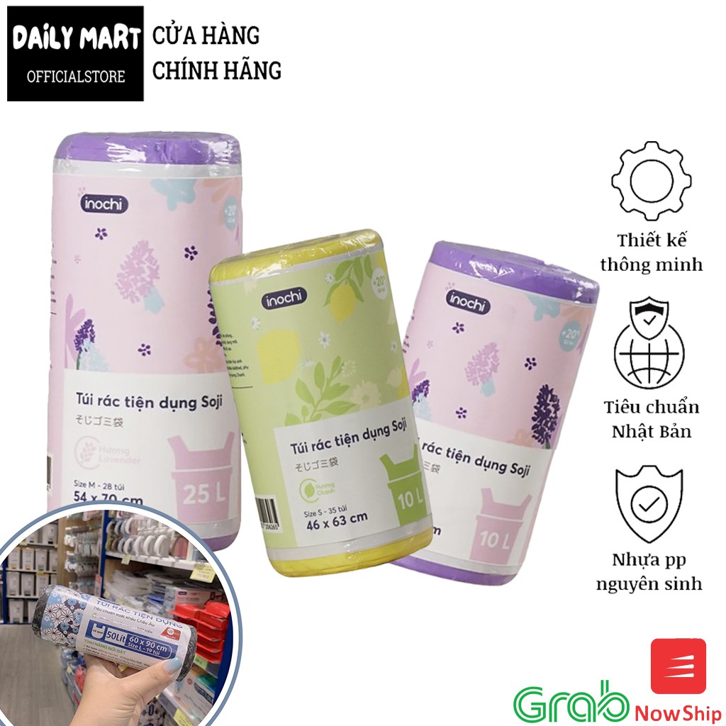 Túi Đựng Rác, Túi Rác Tự Hủy MÀU ĐEN - HƯƠNG VỊ Có Quai Tiêu Chuẩn Nhật Bản SOJI Inochi