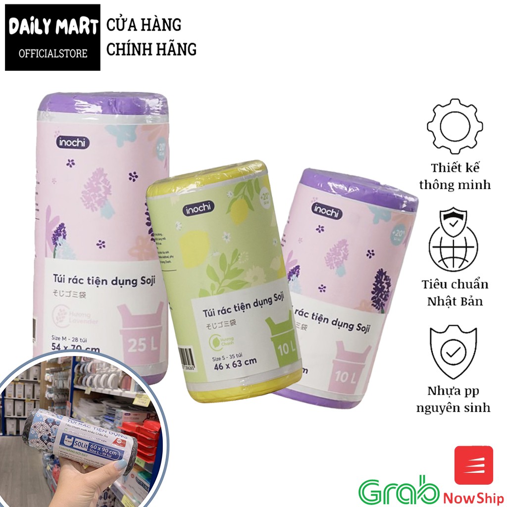 [3 Size] Túi Đựng Rác, Túi Rác Tự Hủy MÀU ĐEN - HƯƠNG VỊ Có Quai Tiêu Chuẩn Nhật Bản SOJI Inochi