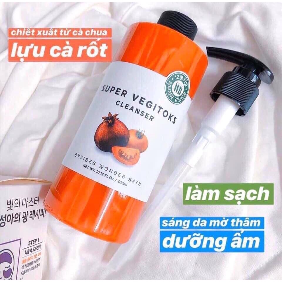 Sữa rửa mặt thải độc sủi bọt rau củ super vegitoks cleanser hàn quốc chĩnh hãng