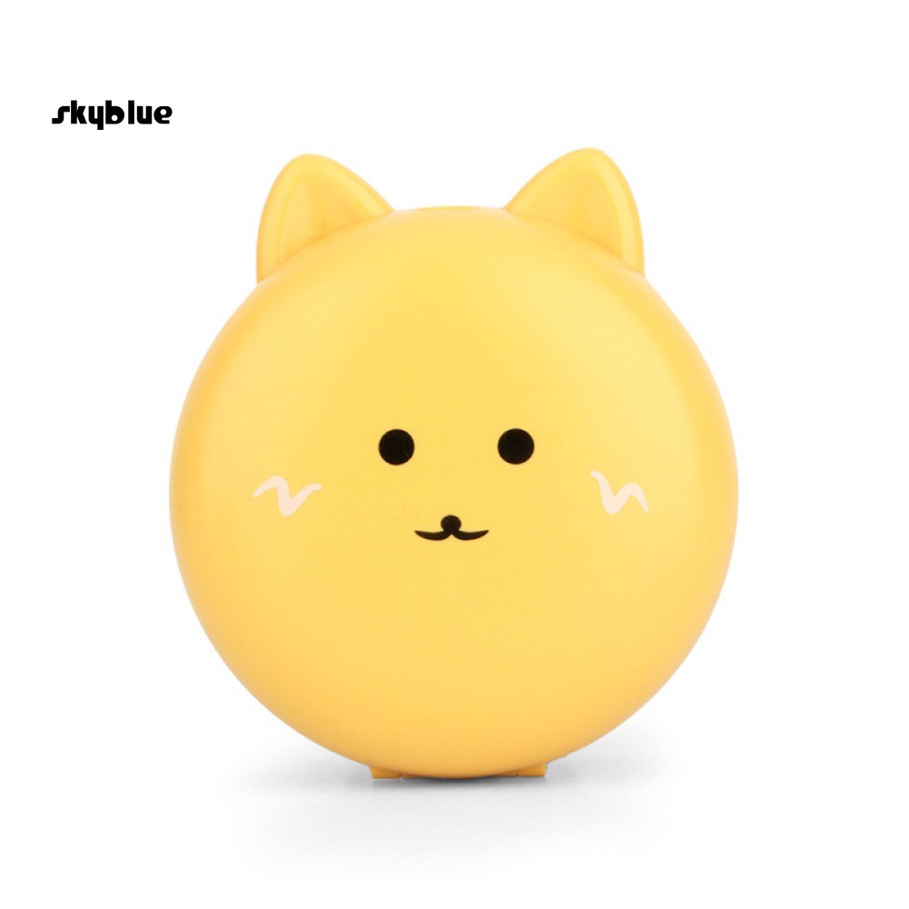 Quạt mini bỏ túi có đèn LED và gương trang điểm thiết kế hình mèo dễ thương cho nữ