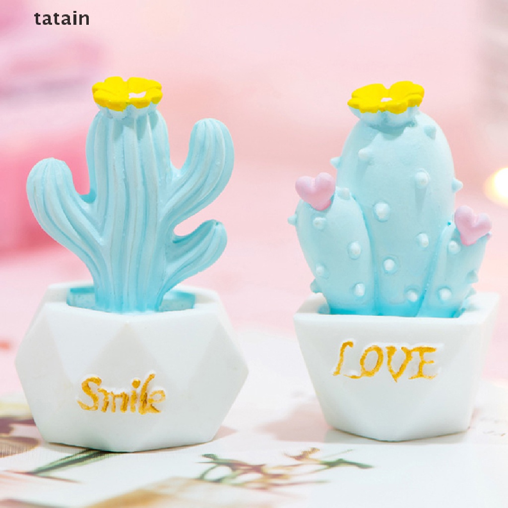 [TAT] 10 Styles Resin Cactus Ornaments Miniature Figurines Cute Accessories Decoration CVX