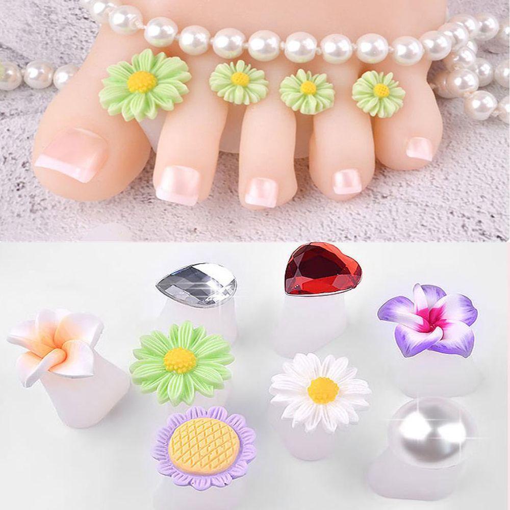 Set 8 Dụng Cụ Tách Ngón Chân Bằng Silicone Hình Hoa Đính Ngọc Trai